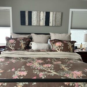 Ralph Lauren Brinly King duvet 2 standard Shams Brown and Pink Floral Duvet